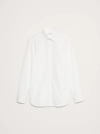 Slim-Fit Cotton Poplin Tuxedo Shirt with Spread Collar