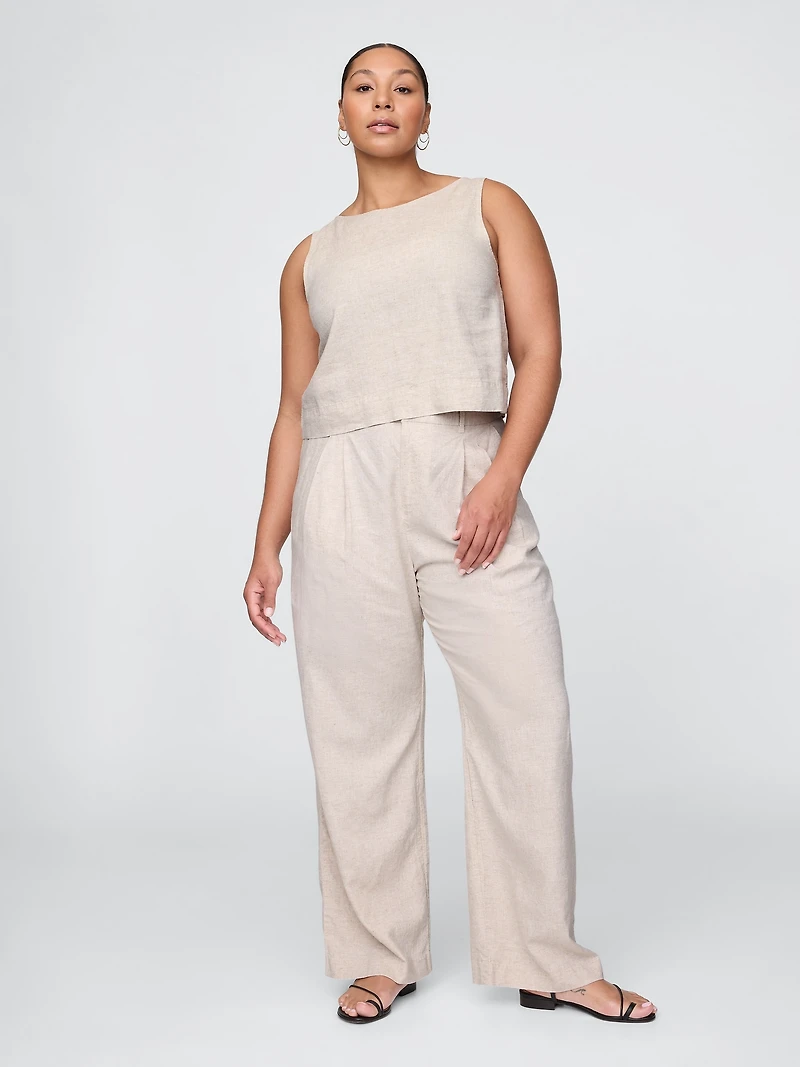 365 High Rise Linen-Blend Trousers