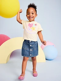 High-Waisted Button-Front Jean Skirt for Toddler Girls