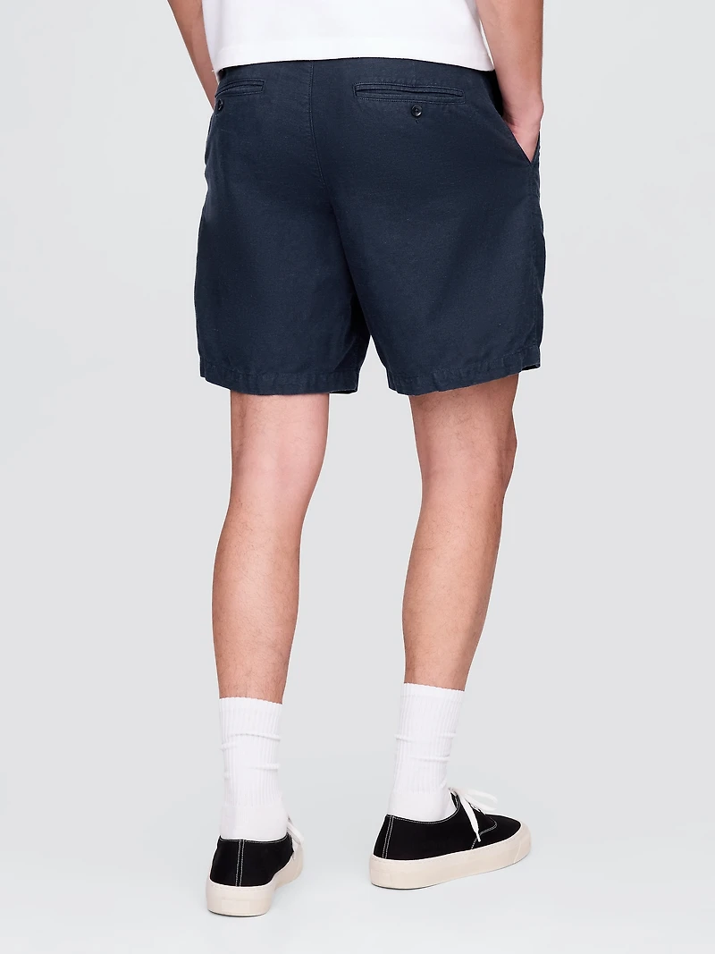 8" Linen-Cotton Shorts