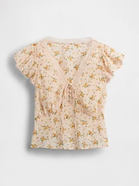 Lace-Trim Floral Top