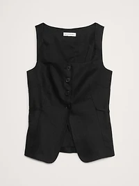 Linen Square-Neck Long Vest