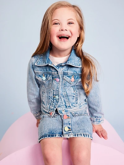 Cropped Trucker Denim Jacket for Toddler Girls