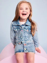Cropped Trucker Denim Jacket for Toddler Girls
