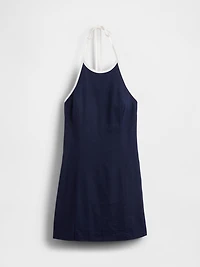 Linen-Blend Halter Mini Dress