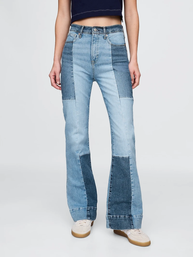 High Rise Patchwork '70s Flare Jeans