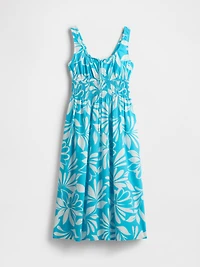 Poplin Smocked Midi Dress