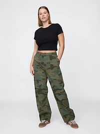 Mid Rise Twill Barrel Pants