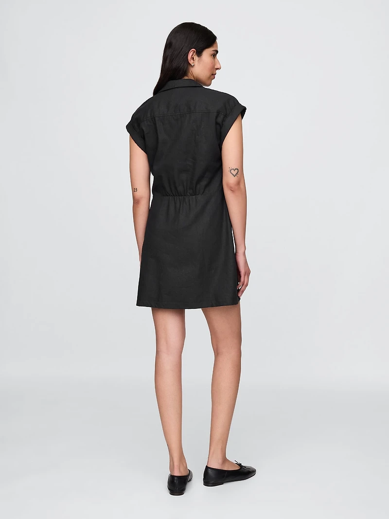 Linen-Blend Shirtdress