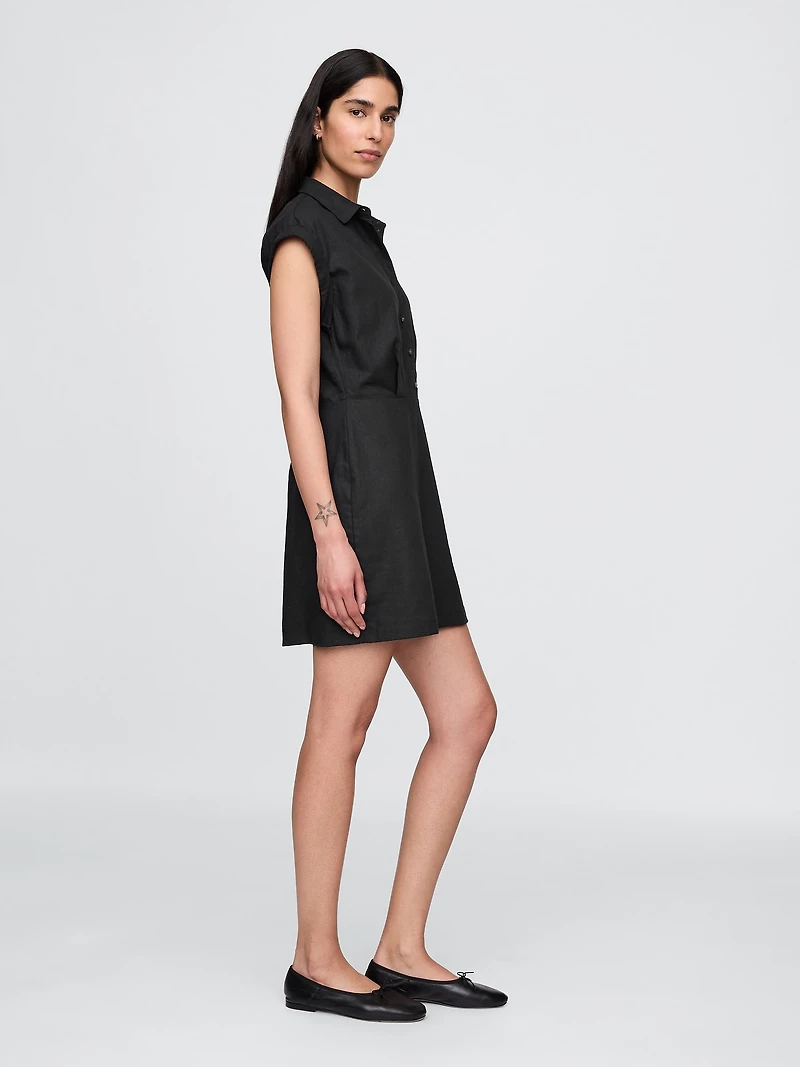 Linen-Blend Shirtdress