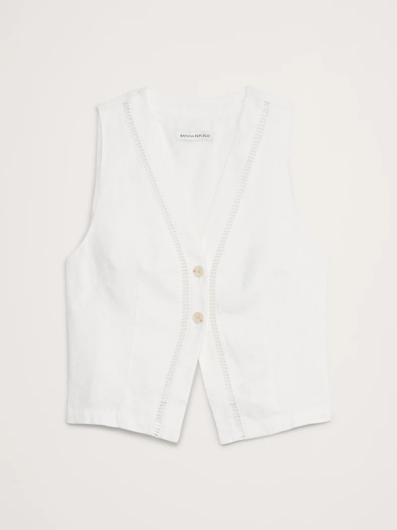 Lace-Trim Linen Vest