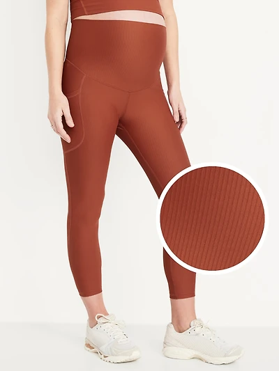 Legging PowerSoft côtelé longueur 7/8 à panneau couvrant de maternit