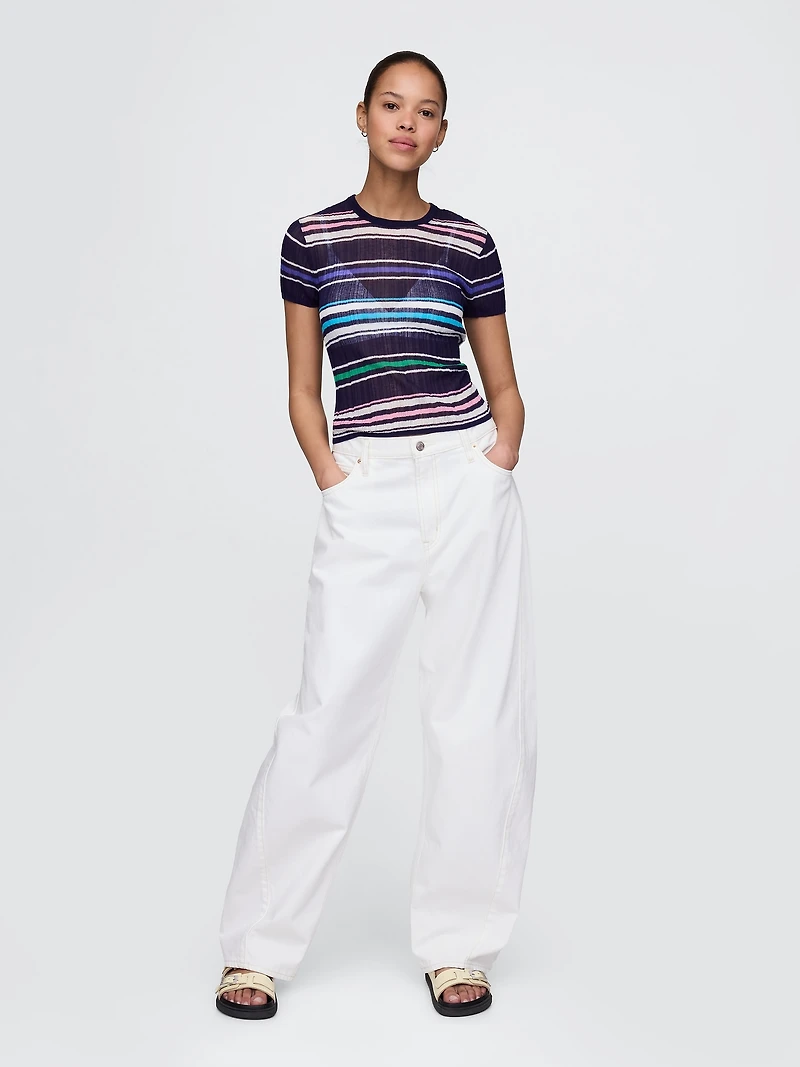 Sheer Rib Sweater T-Shirt