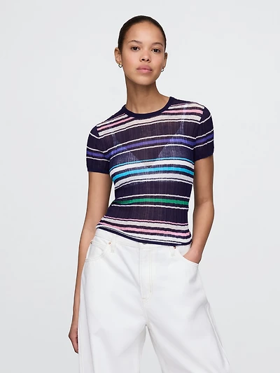 Sheer Rib Sweater T-Shirt