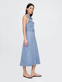 Icon Denim Halter Midi Dress