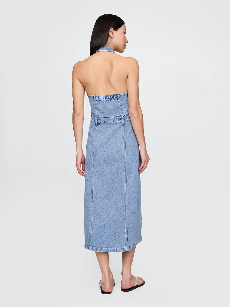 Icon Denim Halter Midi Dress