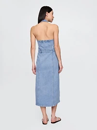 Icon Denim Halter Midi Dress