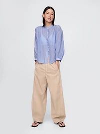 Sheer Button-Front Shirt