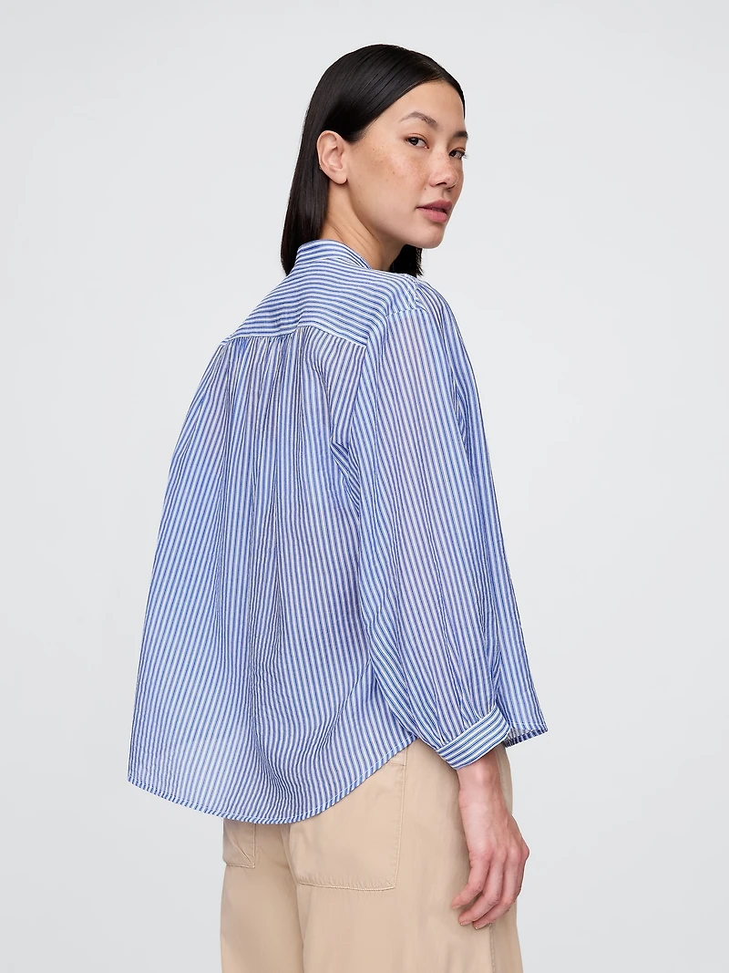 Sheer Button-Front Shirt