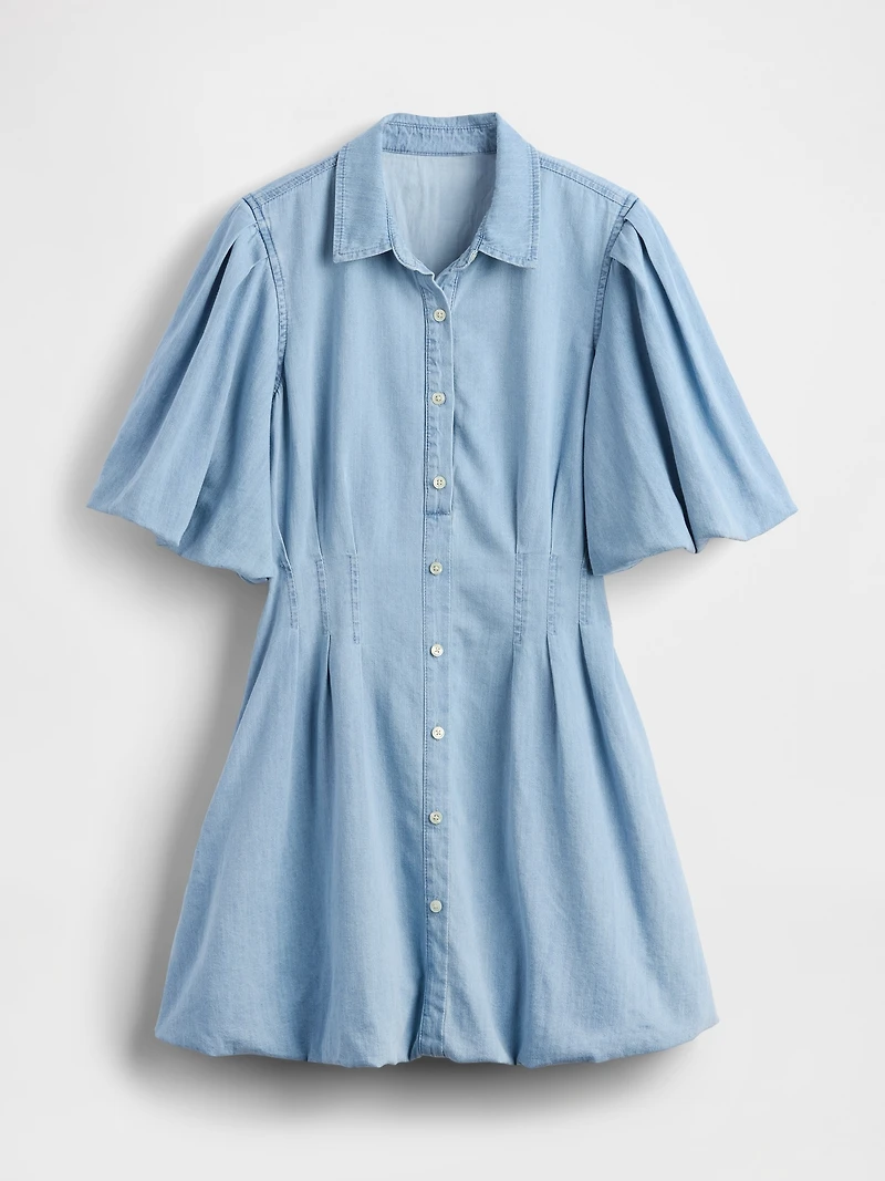Denim Bubble Mini Shirtdress