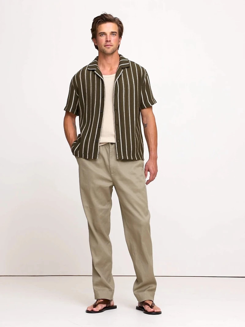Italian Linen-Cotton Pull-On Pant
