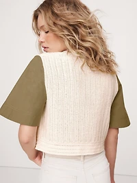 Cotton Mixed-Media Crop Top