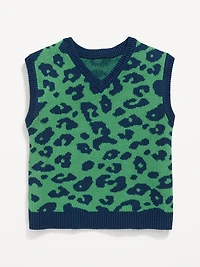 Printed Oversized Sweater Vest for Toddler Boys