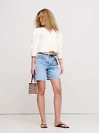 Cotton Poplin Lace-Up Cropped Shirt