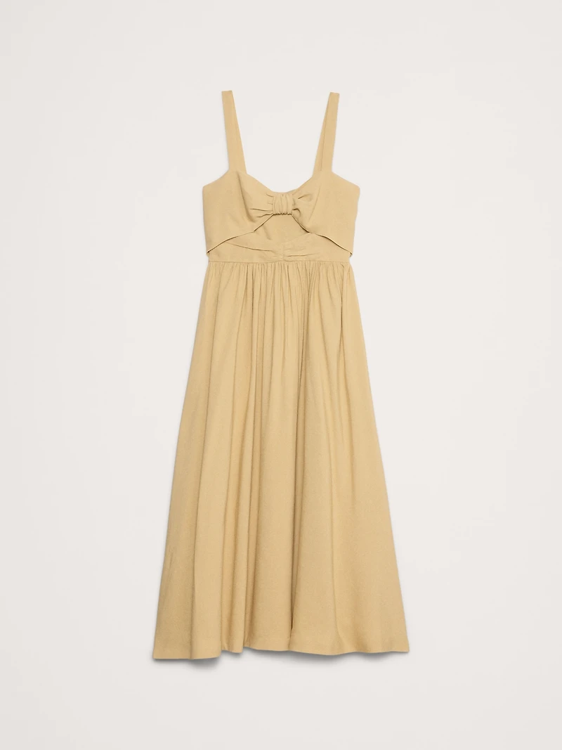 Viscose-Linen Dupioni Bow-Front Maxi Dress