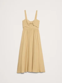 Viscose-Linen Dupioni Bow-Front Maxi Dress