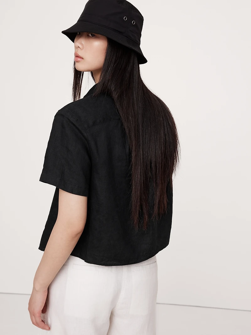 Boxy Linen Short-Sleeve Shirt