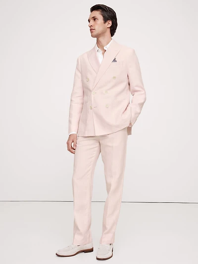 Double-Breasted Linen Suit Jacket