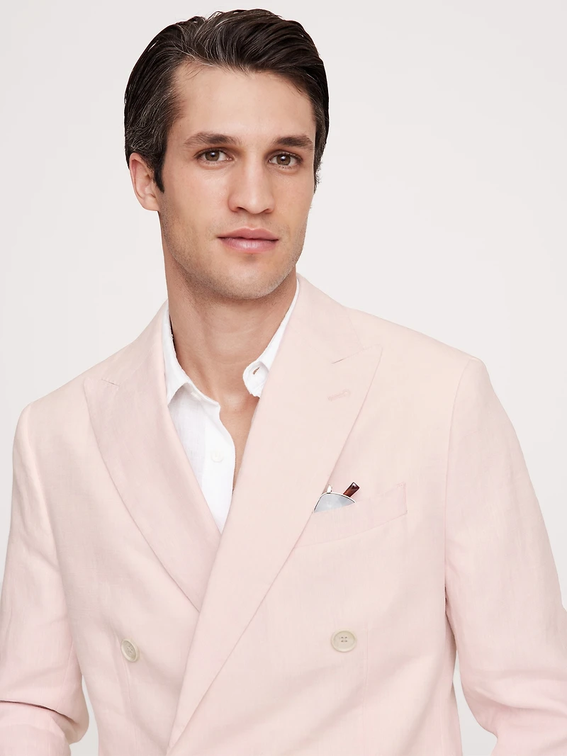 Double-Breasted Linen Suit Jacket