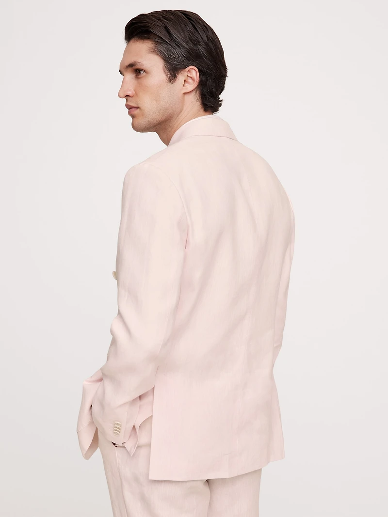 Double-Breasted Linen Suit Jacket