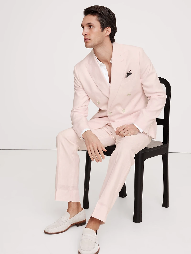 Double-Breasted Linen Suit Jacket