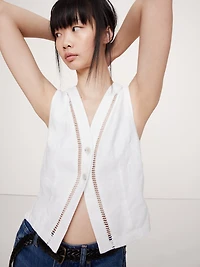 Lace-Trim Linen Vest