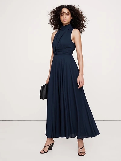 Stretch-Crepe Maxi Dress