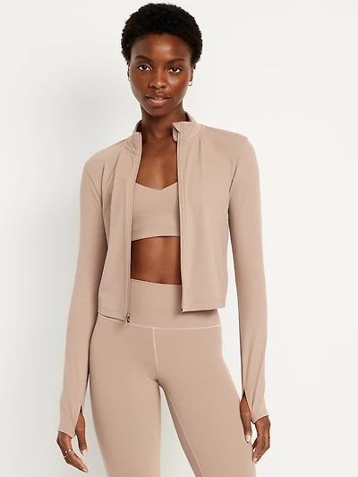 StudioSmooth Full-Zip Cropped Jacket