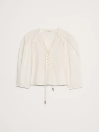Cotton Poplin Lace-Up Cropped Shirt