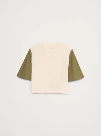 Cotton Mixed-Media Crop Top