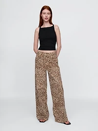 Mid Rise UltraSoft Leopard Baggy Jeans