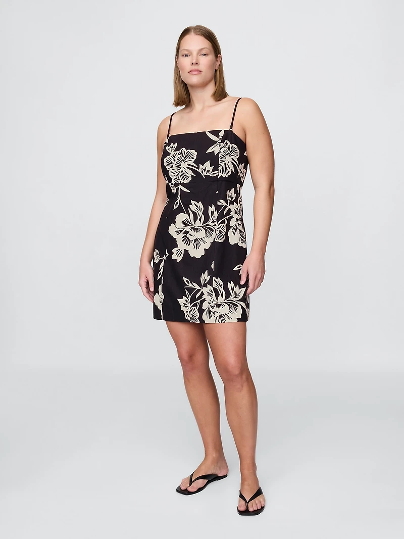 Linen-Blend Mini Dress