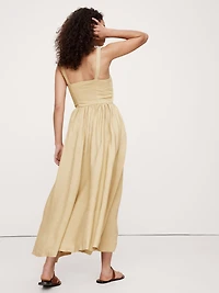 Viscose-Linen Dupioni Bow-Front Maxi Dress