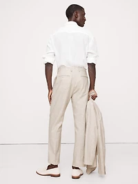 Herringbone Cotton-Linen Slim Suit Pant