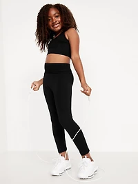 Fitted High-Waisted 7/8-Length Seamless Performance Leggings for Girls