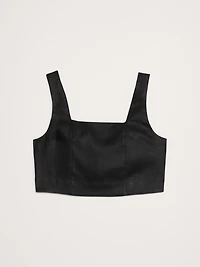 Linen Square-Neck Cropped Tank