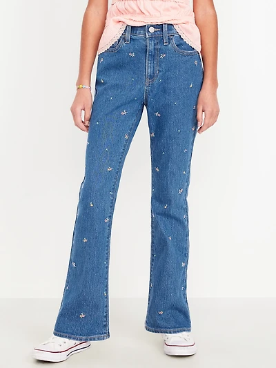 High-Waisted Embroidered Flare-Leg Jeans for Girls
