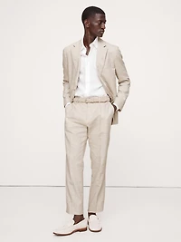 Herringbone Cotton-Linen Slim Suit Pant