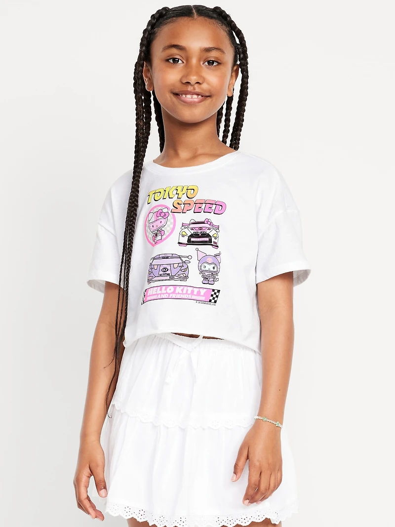 Hello Kitty® Oversized Cropped Graphic T-Shirt for Girls