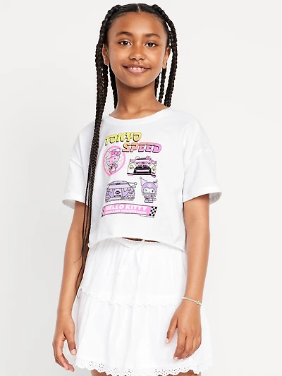 Hello Kitty® Oversized Cropped Graphic T-Shirt for Girls